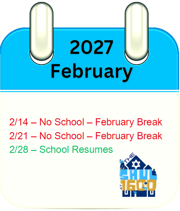 Congregation Ahavat Olam, Hebrew School, 2/27 Calendar