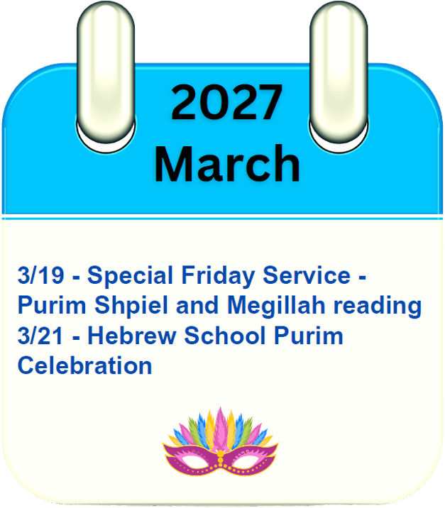 Congregation Ahavat Olam, Hebrew School, 3/27 Calendar
